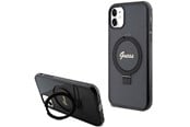 Handys - Cover & Cases - GUESS Ring Stand Script Glitter MagSafe case for iPhone 11 / Xr - black - 3666339156220