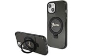 Handys - Cover & Cases - GUESS Ring Stand Script Glitter MagSafe case for iPhone 14 / 15 / 13 - black - 3666339156282