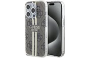 Handys - Cover & Cases - GUESS IML 4G Gold Stripe case for iPhone 15 Pro - brown - 3666339222840