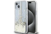 Handys - Cover & Cases - GUESS Liquid Glitter Gold Stripes case for iPhone 15 Plus / 14 Plus - transparent - 3666339223953