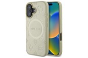 Handys - Cover & Cases - GUESS Saffiano Peony Classic Logo MagSafe case for iPhone 16 - gold - 3666339327941