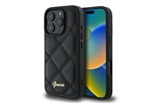 Handys - Cover & Cases - GUESS Quilted Metal Logo iPhone 16 Pro Case - Black - 3666339345068