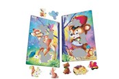 Puzzle - Larsen Puzzles "Cute Animals" Puzzle – 2 assorted designs (fallow deer + drummer) – 14 pieces Midi (28.5 cm x 18.3 cm) 2D Puzzles - CU1
