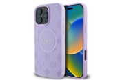 Handys - Cover & Cases - GUESS Saffiano Peony Classic Logo MagSafe iPhone 16 Pro Max Case - Purple - 3666339328276