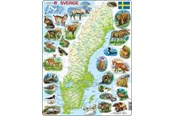 Puzzle - Larsen Puzzles Physical puzzle of Sweden with animals – 71 pieces Maxi (36.5 x 28.5 cm) 2D Puzzles - K6