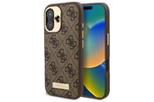 Handys - Cover & Cases - GUESS 4G Logo Plate MagSafe case for iPhone 16 - brown - 3666339340100