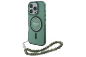 Handys - Cover & Cases - GUESS IML Glitter With Pearl Strap MagSafe case for iPhone 16 Pro Max - green - 3666339298432