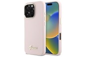 Handys - Cover & Cases - GUESS Silicone Script Metal Logo & Frame iPhone 16 Pro Max Case - Pink - 3666339344283