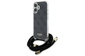 Handys - Cover & Cases - GUESS Crossbody Cord 4G Print Case for iPhone 16 - Black - 3666339345129