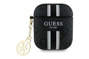 Handys - Anderes Zubehör - GUESS GUA2P4RPSK AirPods 1/2 cover black/black 4G Printed Stripes Charm - 3666339311063