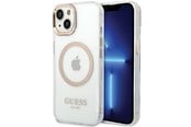 Handys - Cover & Cases - GUESS Metal Outline MagSafe Case for iPhone 15 Plus / 14 Plus - Gold - 3666339196905