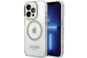 Handys - Cover & Cases - GUESS Metal Outline Magsafe case for iPhone 15 / 14 / 13 - gold - 3666339196899