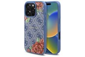Handys - Cover & Cases - GUESS 4G Flowers Print MagSafe case for iPhone 16 Pro Max - blue - 3666339350420