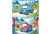 Puzzle - Larsen Puzzles Police and Fire Truck Speeding Puzzle – 11 pieces Midi (28.5 cm x 18.3 cm) 2 assorted designs 2D Puzzles - U23