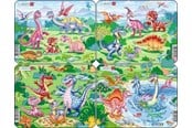 Puzzle - Larsen Puzzles "Legendary Dinosaurs" Puzzle 4 assorted designs – 7 pieces Mini (18.3 x 14.3 cm) 2D Puzzles - V6