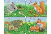 Puzzle - Larsen Puzzles Rabbit squirrel hedgehog and fox puzzle – 4 assorted designs – 5 pieces Mini (18.3 x 14.3 cm) 2D Puzzles - Z12