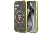 Handys - Cover & Cases - GUESS 4G Glitter Triangle Buttons MagSafe Case for Samsung Galaxy S25 Brown - 3666339449599