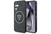 Handys - Cover & Cases - GUESS 4G Glitter Triangle Buttons MagSafe case for Samsung Galaxy S25 black - 3666339449568