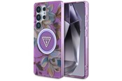 Handys - Cover & Cases - GUESS Glitter Flowers Triangle Buttons MagSafe case for Samsung Galaxy S25 Ultra - purple - 3666339449667