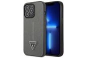 Handys - Cover & Cases - GUESS Saffiano Triangle Logo case for iPhone 13 Pro / 13 6.1" - silver - 3666339040376
