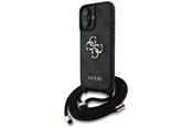 Handys - Cover & Cases - GUESS 4G Big Logo Cord Stap Crossbody Case for iPhone 16 Black - 3666339434267