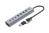 USB-Hubs - Conceptronic HUBBIES HUBBIES20G - hub - 2-in-1 USB-A/C host cable USB powered aluminum with 25 cm cable - 7 ports USB-Hubs - 7 - Grau - HUBBIES20G