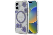 Handys - Cover & Cases - GUESS Resin Flowers Glitter MagSafe case for iPhone 16 - purple - 3666339354251