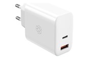 Handys - Adapter und Ladegeräte - ESSENTIALS by UPSTRÖM 65W Dual Port GaN Charger - USB-C & USB-A | 2 Ports - White - GC650-E