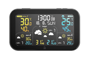 Smart-Home - Deltaco SMART HOME Große Wetterstation, Überwachung von Temperatur und Luftfeuchtigkeit innen/außen, WiFi, Schwarz - SH-WS05