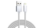 USB Kabel - SiGN USB-A to Lightning Cable - 2.1A - 2m - Nylon - Silver - SNCAB-LIGH2MSIL