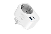 Handys - Adapter und Ladegeräte - SiGN Wall adapter with power outlet and USB ports 20W - White - SN-2009ACL