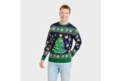 Weihnachtspullover - Jule-Sweaters - Christmas tree sweater blue LED - L - 5740009938960