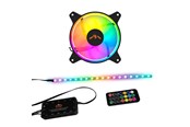 Gehäuselüfter - DUTZO RGB Kit 1 - 1x fan + 1x LED strip + remote & controller - 120mm - Schwarz mit RGB LED - 24 dBA - DRGB-BUNDLE1