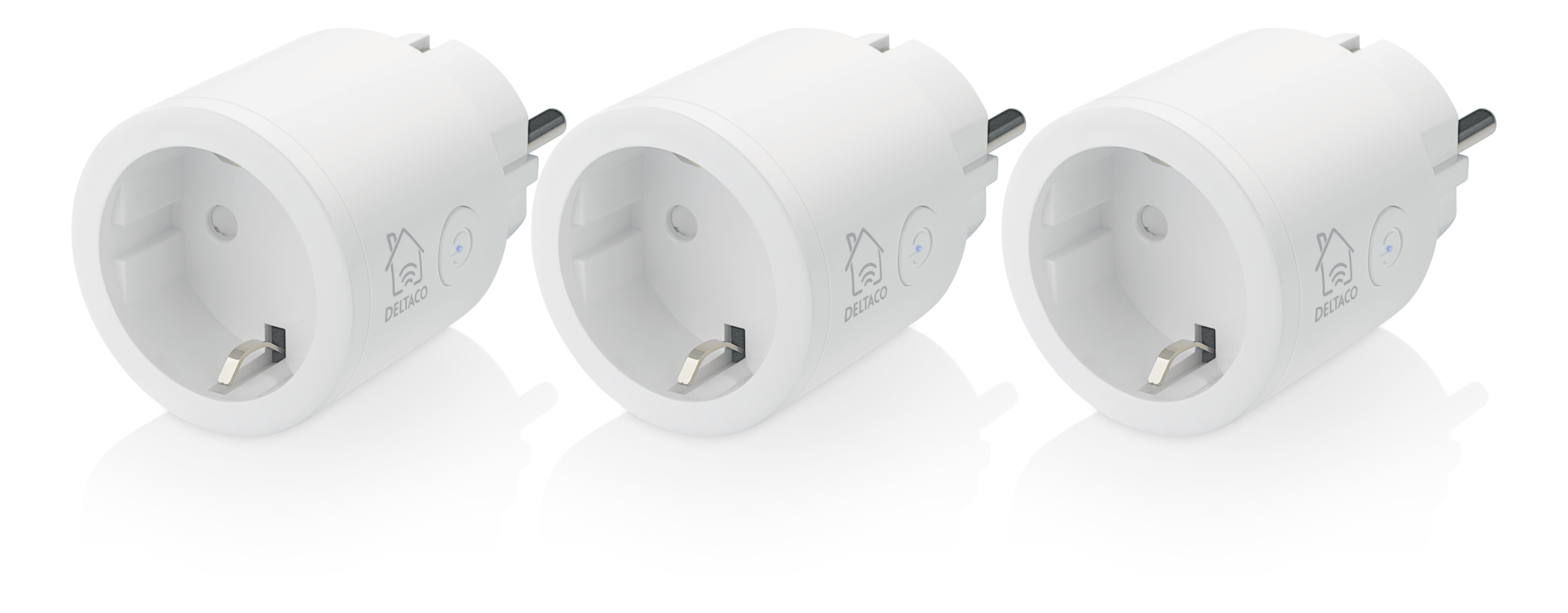 Deltaco SMART HOME switch WiFi 2.4GHz 1xCEE 7/3 10A timer 220-240V 3-pack white - SH-P01-3P