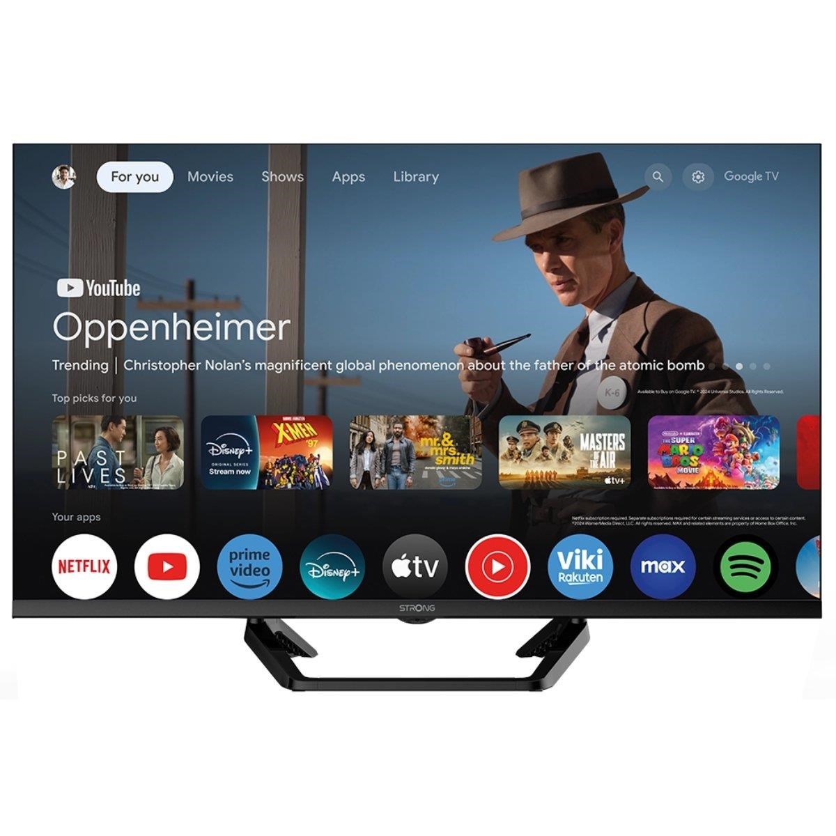 Strong 32" Flachbild TV LED 720p High Dynamic Range 10 (HDR10) HD 12V GOOGLE TV Central Stand | HDR 10 - SRT32HG4723C