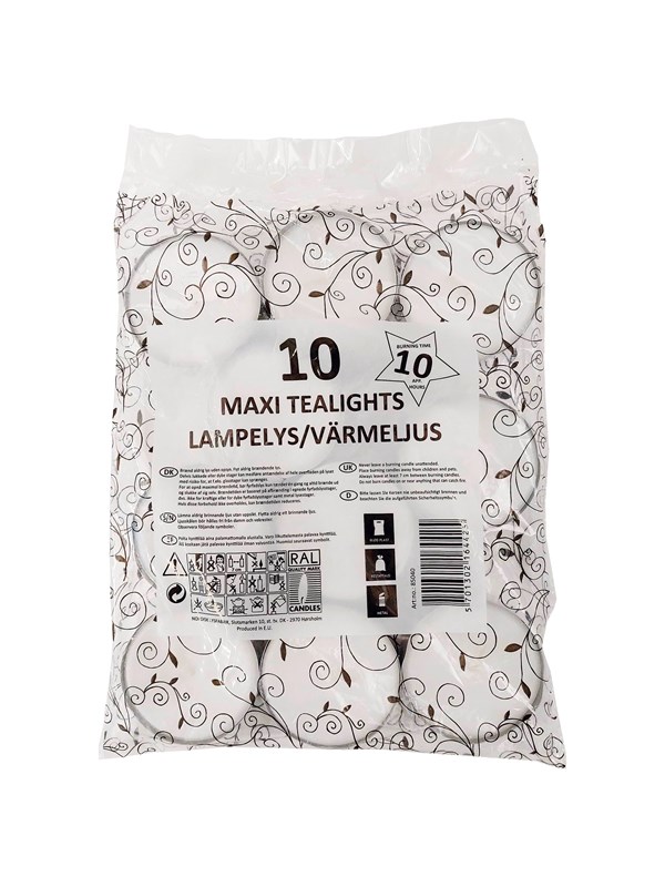 Asp-Holmblad Maxi Teelichter 10 ST.