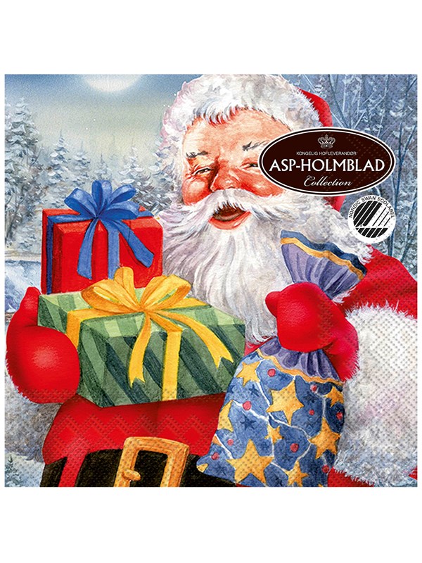 Asp-Holmblad Servietten "Santa with gifts"