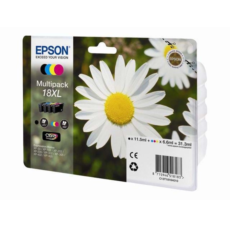 Druckerzubehör - Tinte & Toner - Epson 18XL Ink Cartridge Multi - CMYK - Tintenpatrone Cyan, Magenta, Gelb, Fotoschwarz - C13T18164010