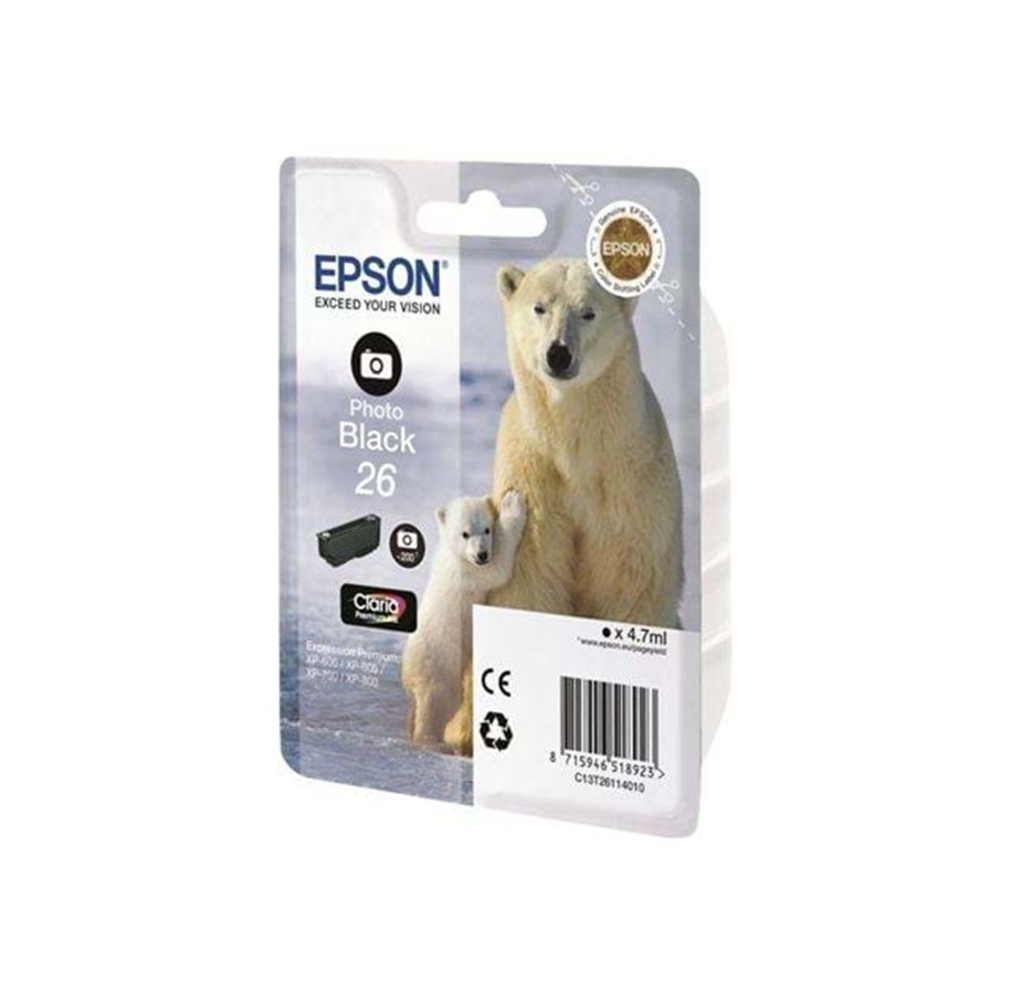 Druckerzubehör - Tinte & Toner - Epson 26 Ink Cartridge - Photo Black - Tintenpatrone Foto Schwarz - C13T26114010