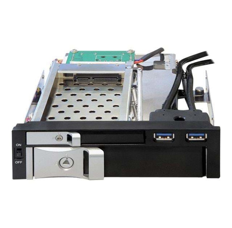 Festplatten Zubehör - DeLOCK 5.25 Mobile Rack für 1 x 2.5 + 1 x 3.5 SATA Festplatten-Füllplatte + 2 x USB 3.0 Ports - 47209