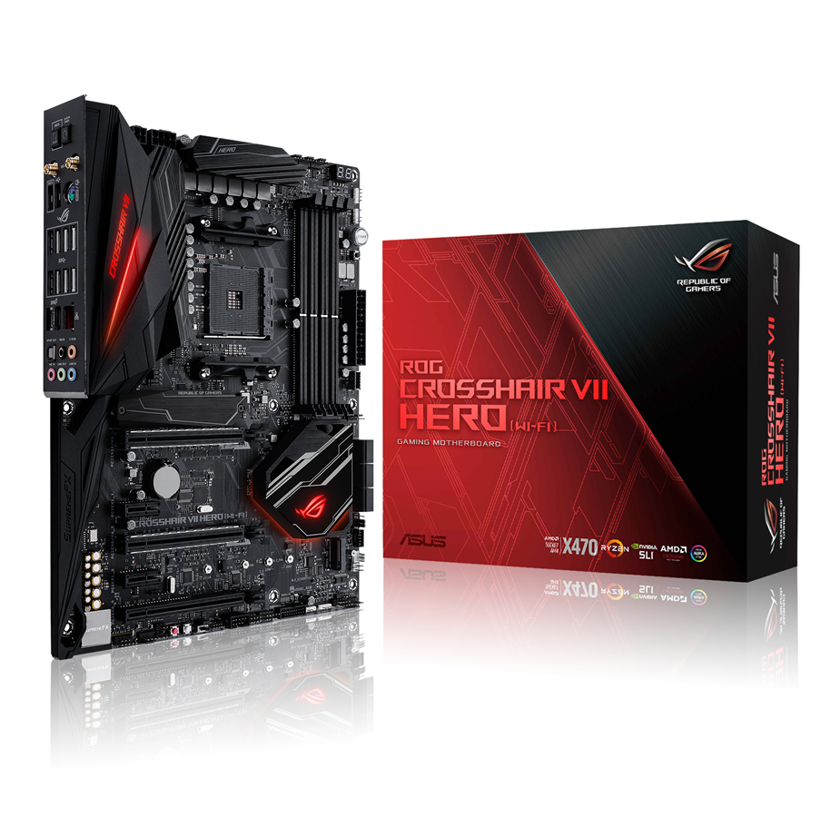 Mainboard - ASUS ROG CROSSHAIR VII HERO (WI-FI) Mainboard - AMD X470 - AMD AM4 socket - DDR4 RAM - ATX - 90MB0XF0-M0EAY0