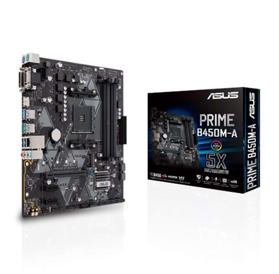 Mainboard - ASUS PRIME B450M-A Mainboard - AMD B450 - AMD AM4 socket - DDR4 RAM - Micro-ATX - 90MB0YR0-M0EAY0