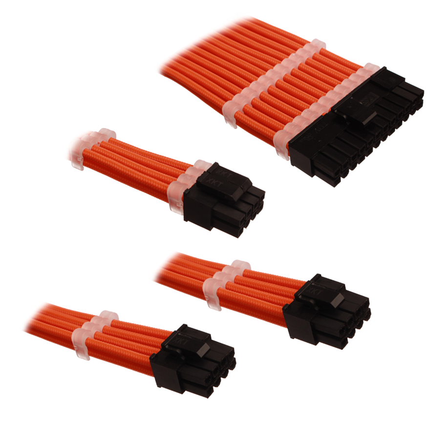 Stromkabel (Intern) - DUTZO Sleeved Power Extension Cable Kit - Orange - DSC-PCE30CMORN