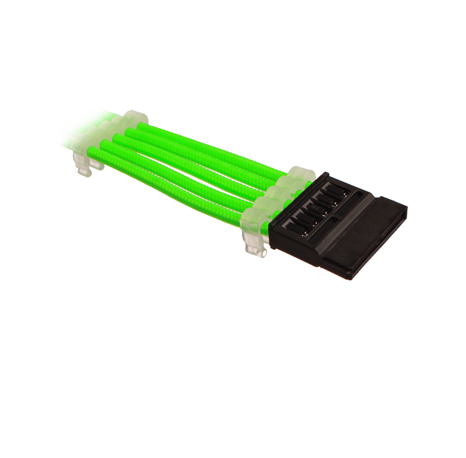 Stromkabel (Intern) - DUTZO Sleeved SATA Power Extension cable - Grün - DSC-SATAPOWSL03GRN