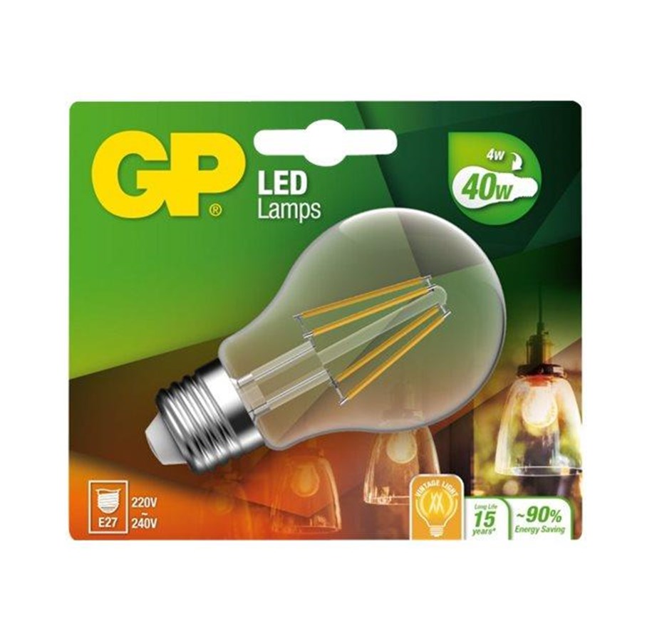 LED-Birnen - GP LED-Lampe Standard Filament 3,7W/827 (40W) Clear E27 - 078203-LDCE1