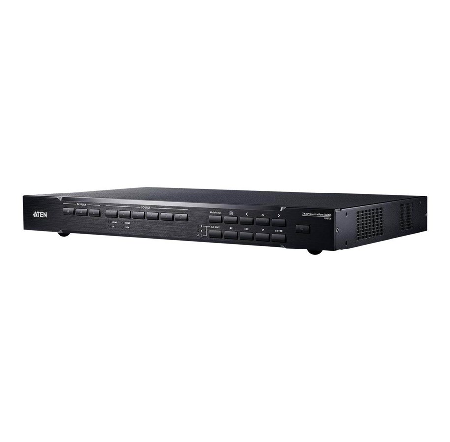 Video Audio Switcher - ATEN VP2730 7 x 3 Seamless Presentation Matrix Switch with Scaler Streaming Audio Mixer and HDBaseT - VP2730-AT-G