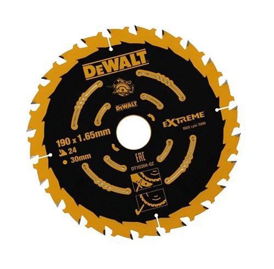 Handkreissäge - Dewalt Extreme 2nd Fix Circular Saw Blade 190mm 30mm Bore 24T - DT10304-QZ