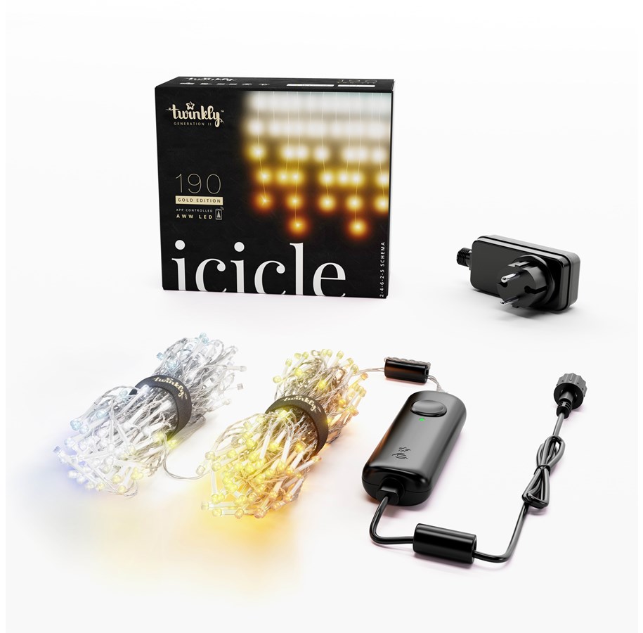 Smart-Home - Twinkly Icicle – 190 App-Controlled Warm to Cool White LEDs. Clear Wire. - TWI190GOP-TEU