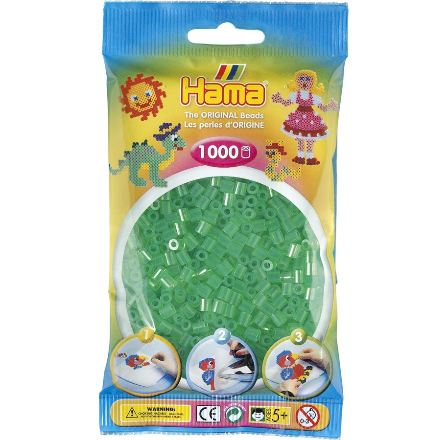 Kreativ-Spiele - Hama Beads Green Transparent 1000 pcs - 207-16
