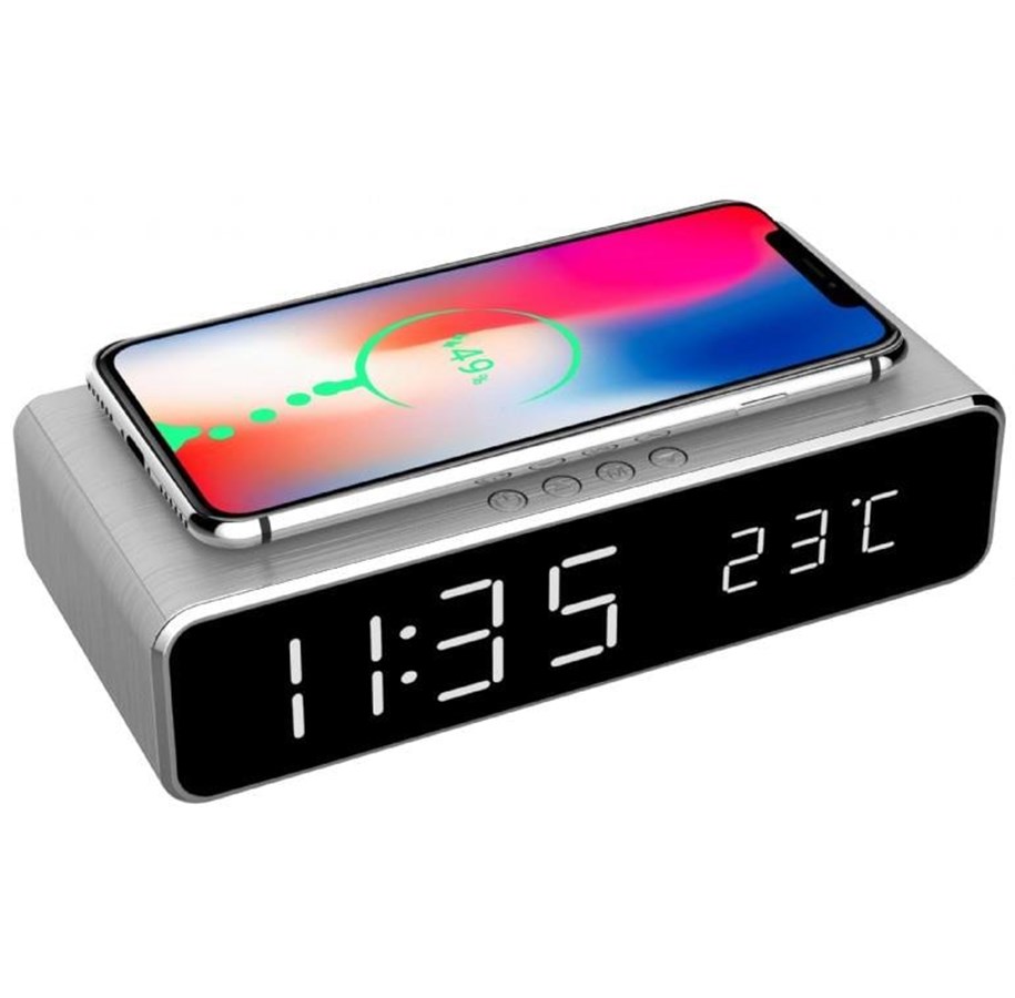 Einrichtung - Gembird Digital alarm clock with Qi wireless charging function - Silver - DAC-WPC-01-S